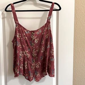 American eagle floral button-down cropped tank top